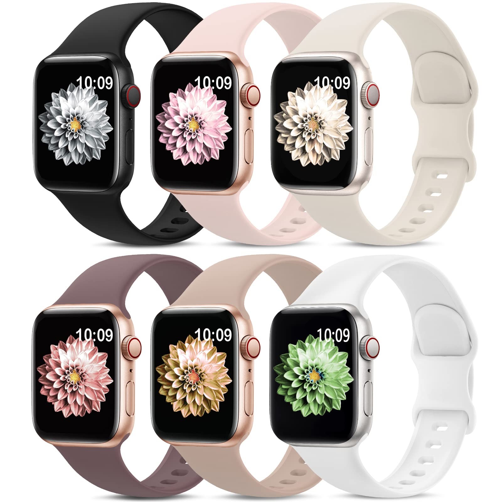 6 Pack Sport Bands Compatible with Apple Watch Band 38mm 40mm 41mm 42m