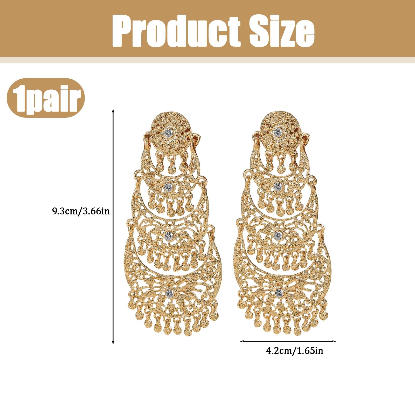 Bohemian Gold Long Tassel Dangle Drop Earrings, Beaded Chandelier Earrings fo…