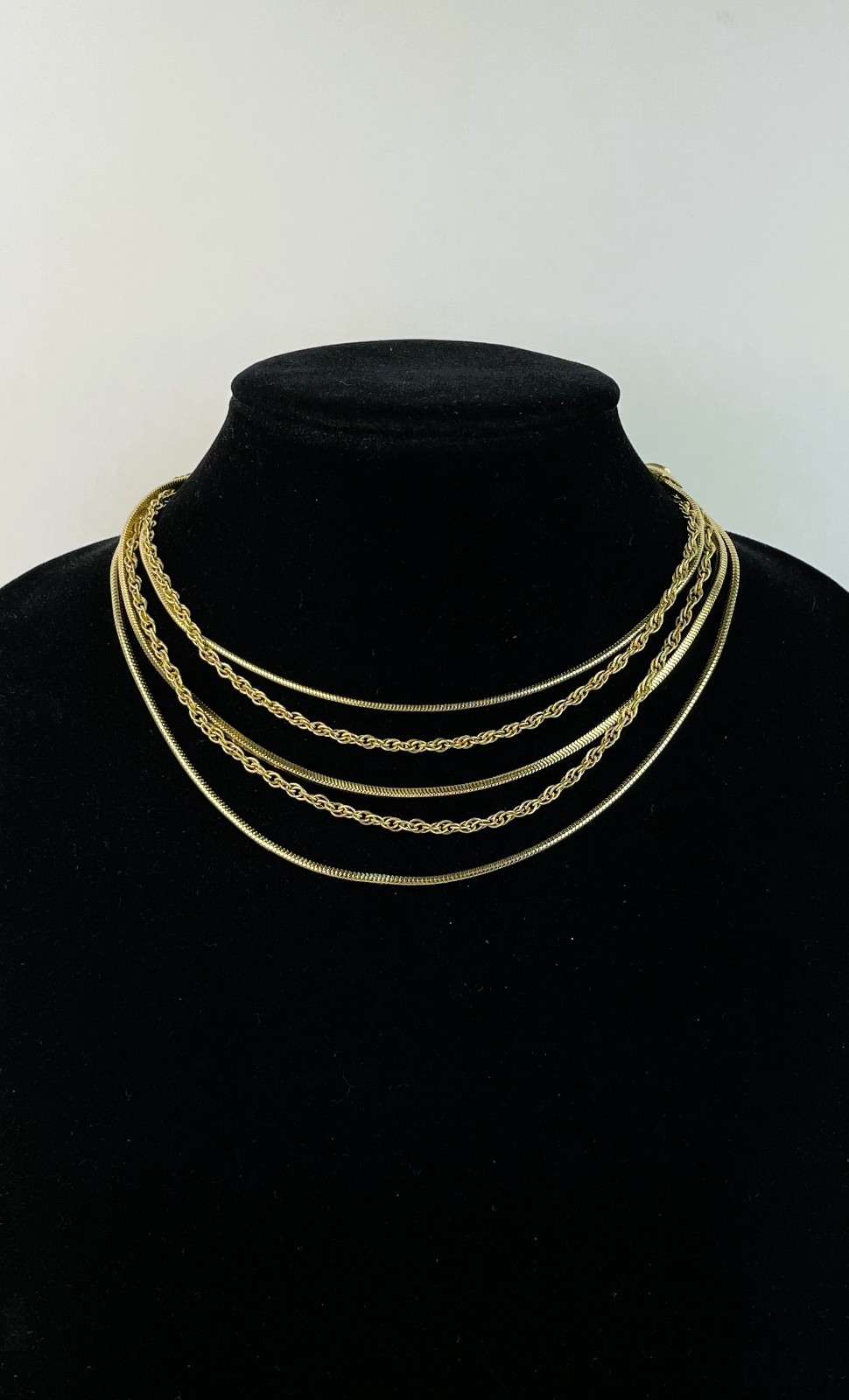 VTG 50s Gold Plate Multi Strand Choker Necklace 16.5”