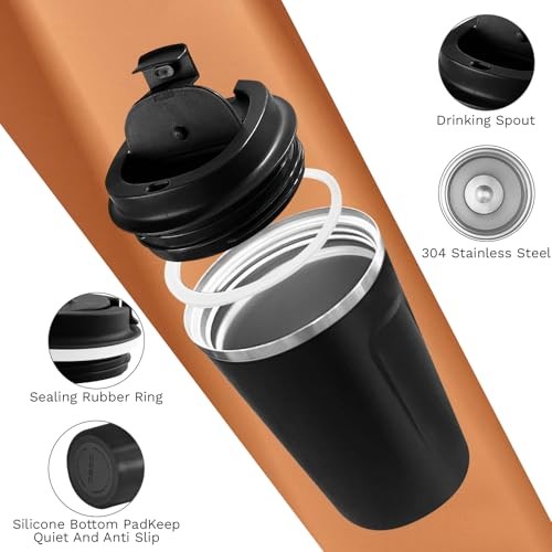 Travel coffee mugs leak-proof, reusable coffee cups with 12 Ounces 2nd-Black