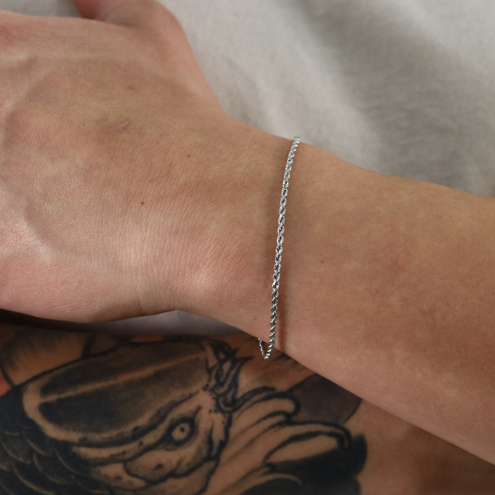 10K White Gold 2mm Diamond Cut Rope Bracelet Mens Womens 7″ 7.5″ 8″ 8.5″ 9″