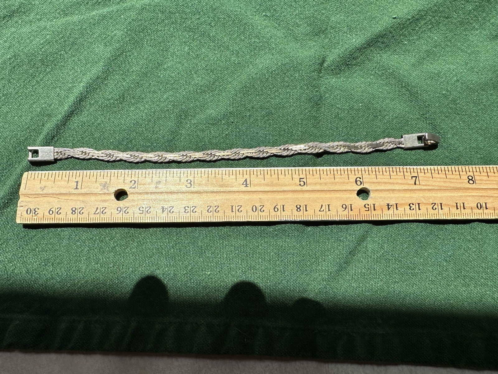 925 Sterling Silver Flat Braided Chain Bracelet 7.5″ Woven Link Design