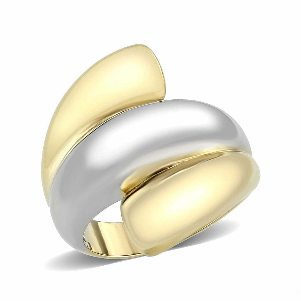 TK3796 – Two Tone IP Gold (Ion Plating) Stainless Steel Ring with NoStone in No