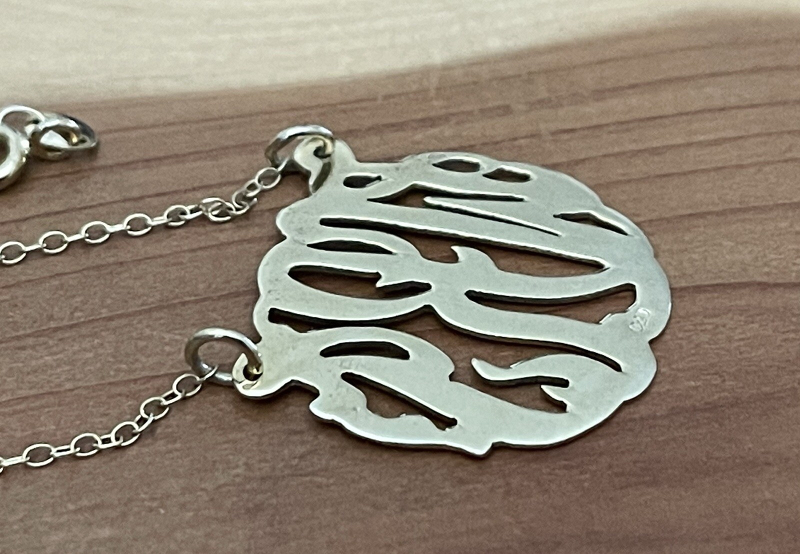 Gold Vermeil Over 925 Sterling Personalized 3 -Initial Monogram 1” Necklace 20”