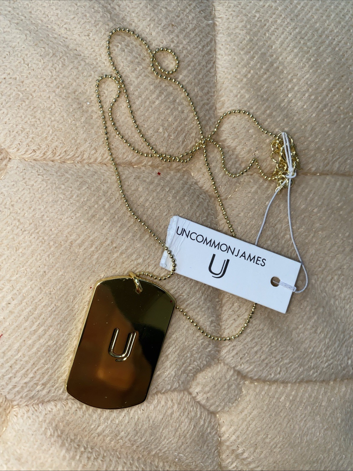 Uncommon James Mommy Dog Tag Pendant Necklace 14K Gold Plated Brass NWT