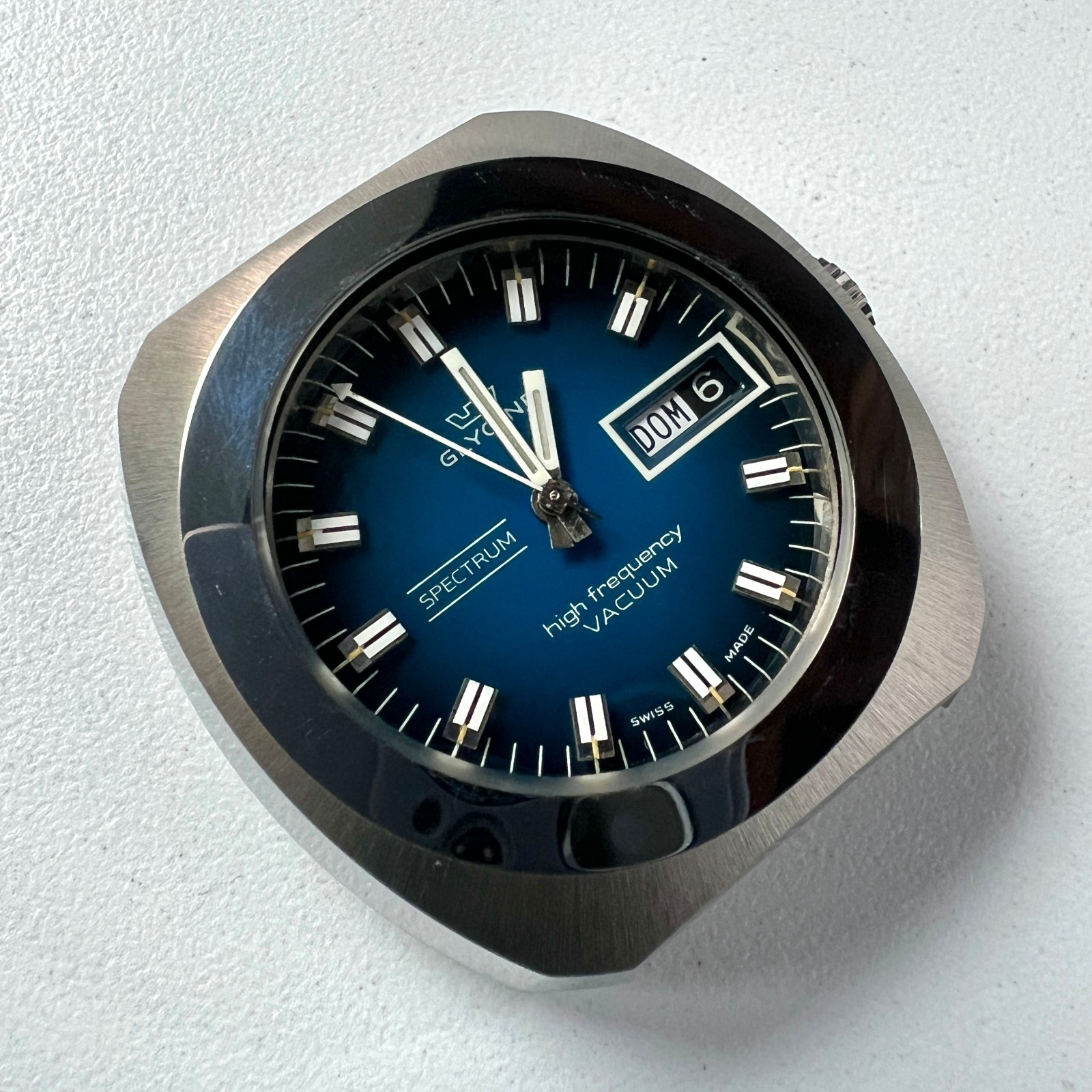 Glycine Automatic Watch Vintage Mens High Frecuency Spectrum Vacuum Blue Dial