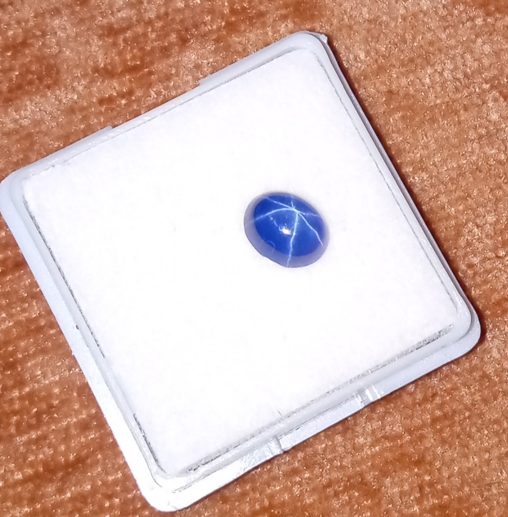 1.35ct Blue Star Sapphire 6 Rays GGIJ Certificate Oval Cabachon Diffused