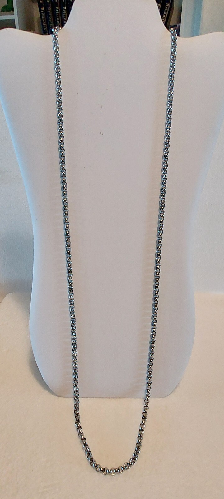 Roget TM Big Links Chain Necklace Silver Tone 36 Inch Classic Simple Vintage