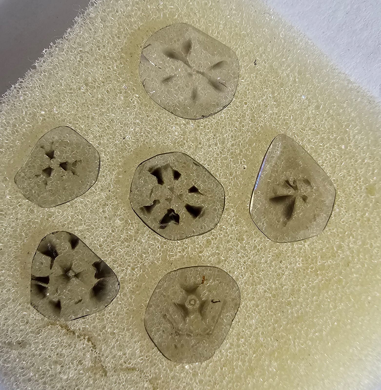 1.15CT (6pc) 6.00mm to 7.50mm , Trapiche diamond, Natural Slice (zimba polki)