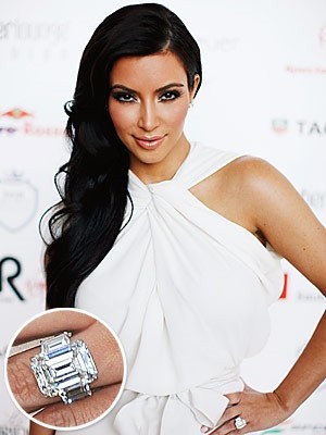 Kim Kardashian Sterling Silver Engagement Wedding Ring Large Carat Emerald CZ