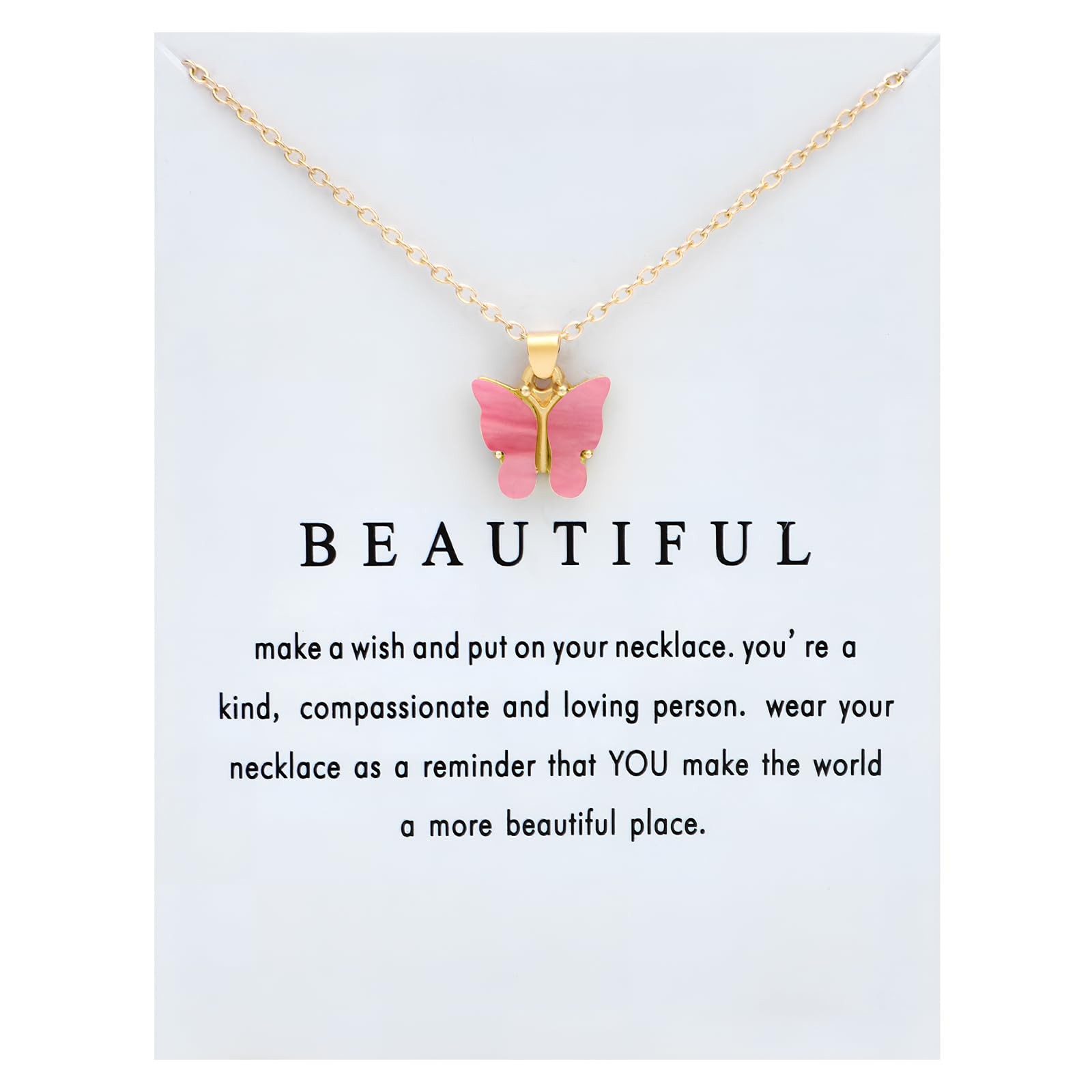 NEWITIN 10 Pieces Colorful Butterfly Pendant Adjustable, A