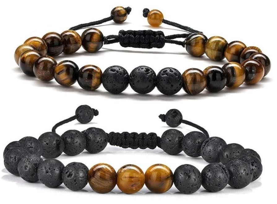 Triple Protection Bracelet & Healing Crystals Tiger Eye Bracelets – 2 Packs