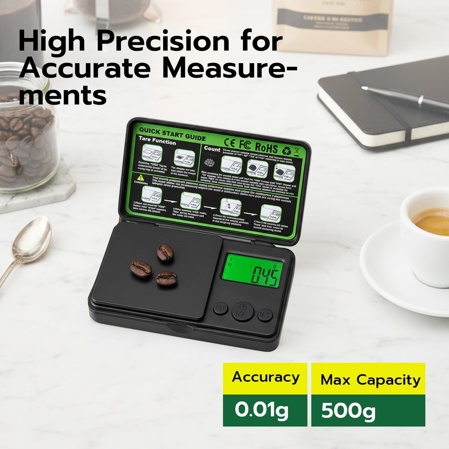 0.01g/500g Digital Milligram Scale, Pocket Micro Scale with Tare Weight Funct…