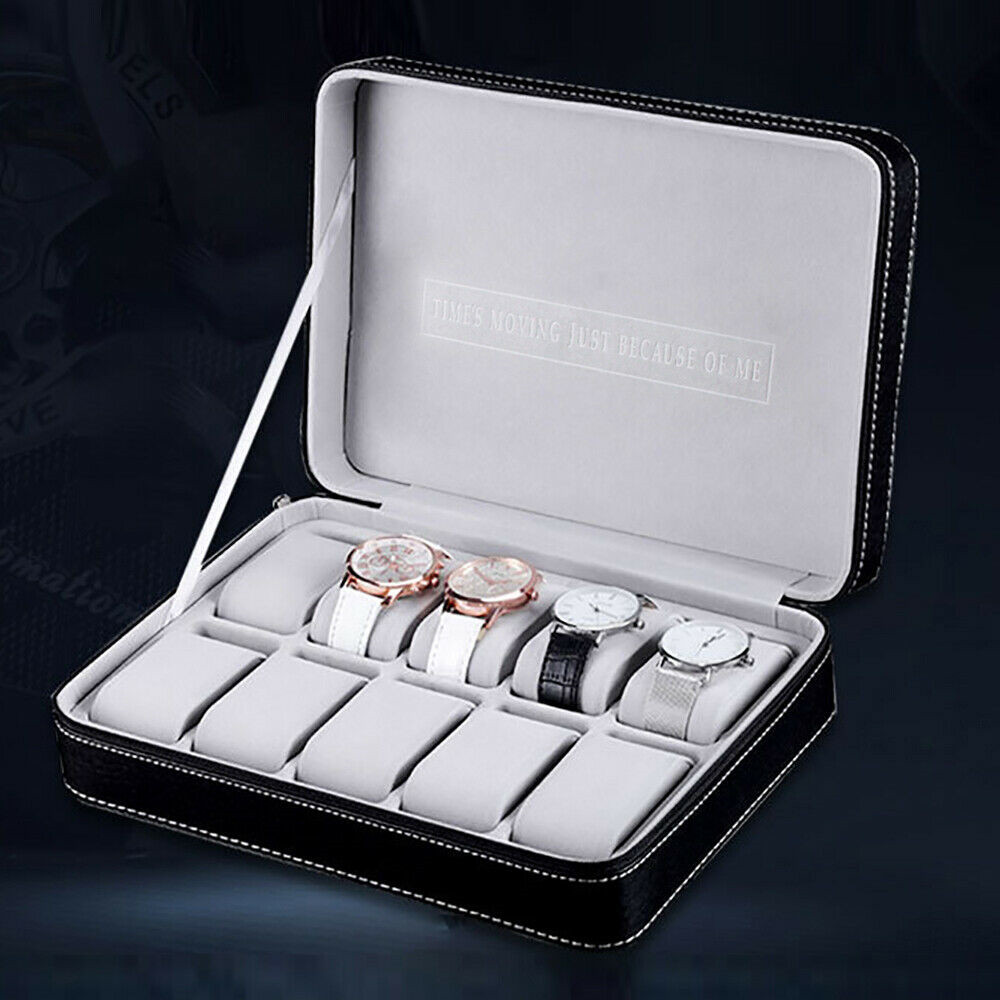 New Multiple Sizes Watch Display Case Storage Box Case | Leather Rounded Corner