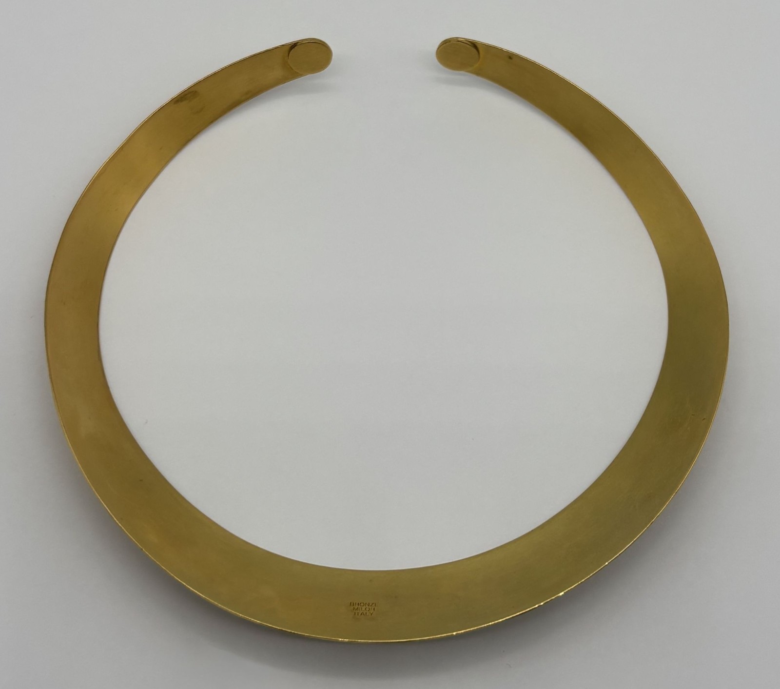 Vintage Milor Italy Brushed Textured Bronze Collar Torque Choker Necklace Signed