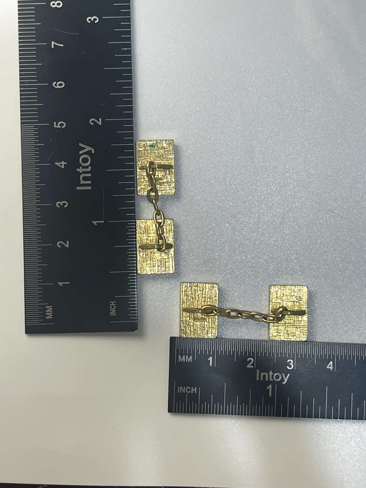 Gold-Plated Black / Gold Chained Vtg Accent Buttons / Set of 2 Linked Pairs