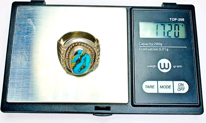 Navajo Sterling Silver Turquoise Ring Size 10.5 • LARGE 19×10.6mm Stone • 17.18g