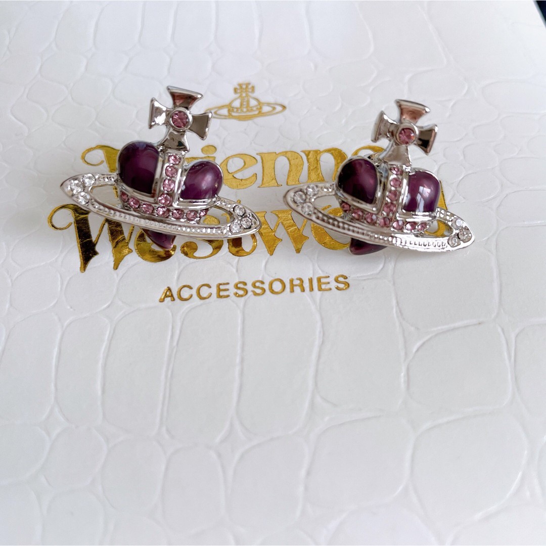 Vivienne Westwood Womens Accessories Diamante Heart Stud Earrings Rhinestone