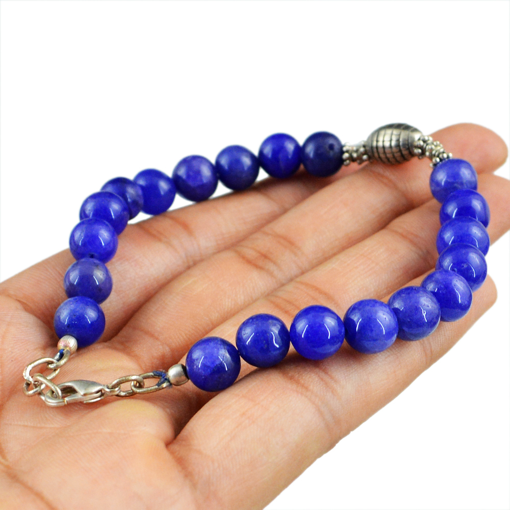 103.50 CTS EARTH MINED RICH BLUE SAPPHIRE ROUND SHAPE BEADS BRACELET – ON SALE