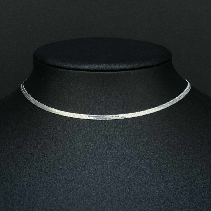 Gold Plated Stainless Steel Herringbone Flat Snake Chain Choker Necklace PE44