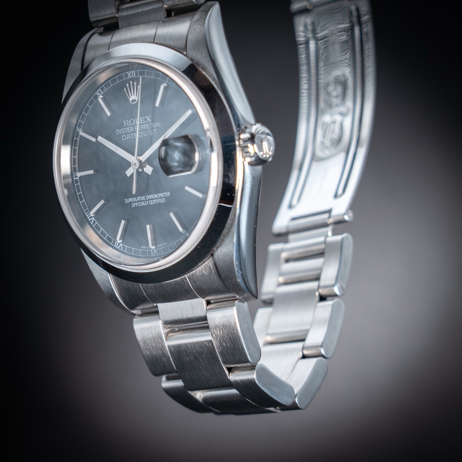 Rolex Date Just ref. 16200 Steel Quadr. Black Box and Warranty