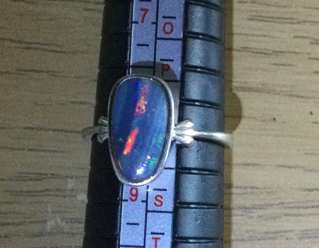 Beautiful Australian Opal Ring In Solid 925 Sterling Silver – Size US 8.25