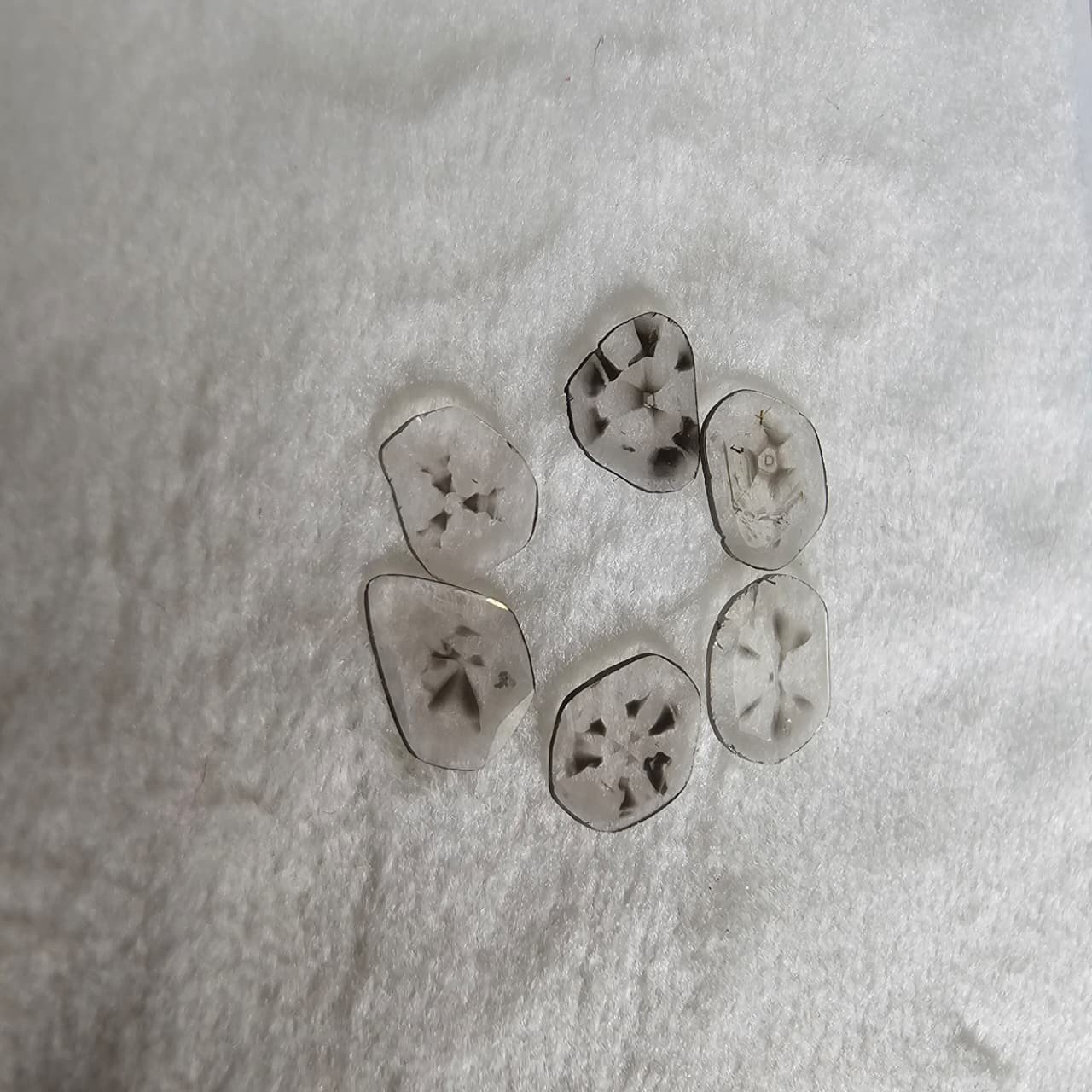 1.15CT (6pc) 6.00mm to 7.50mm , Trapiche diamond, Natural Slice (zimba polki)