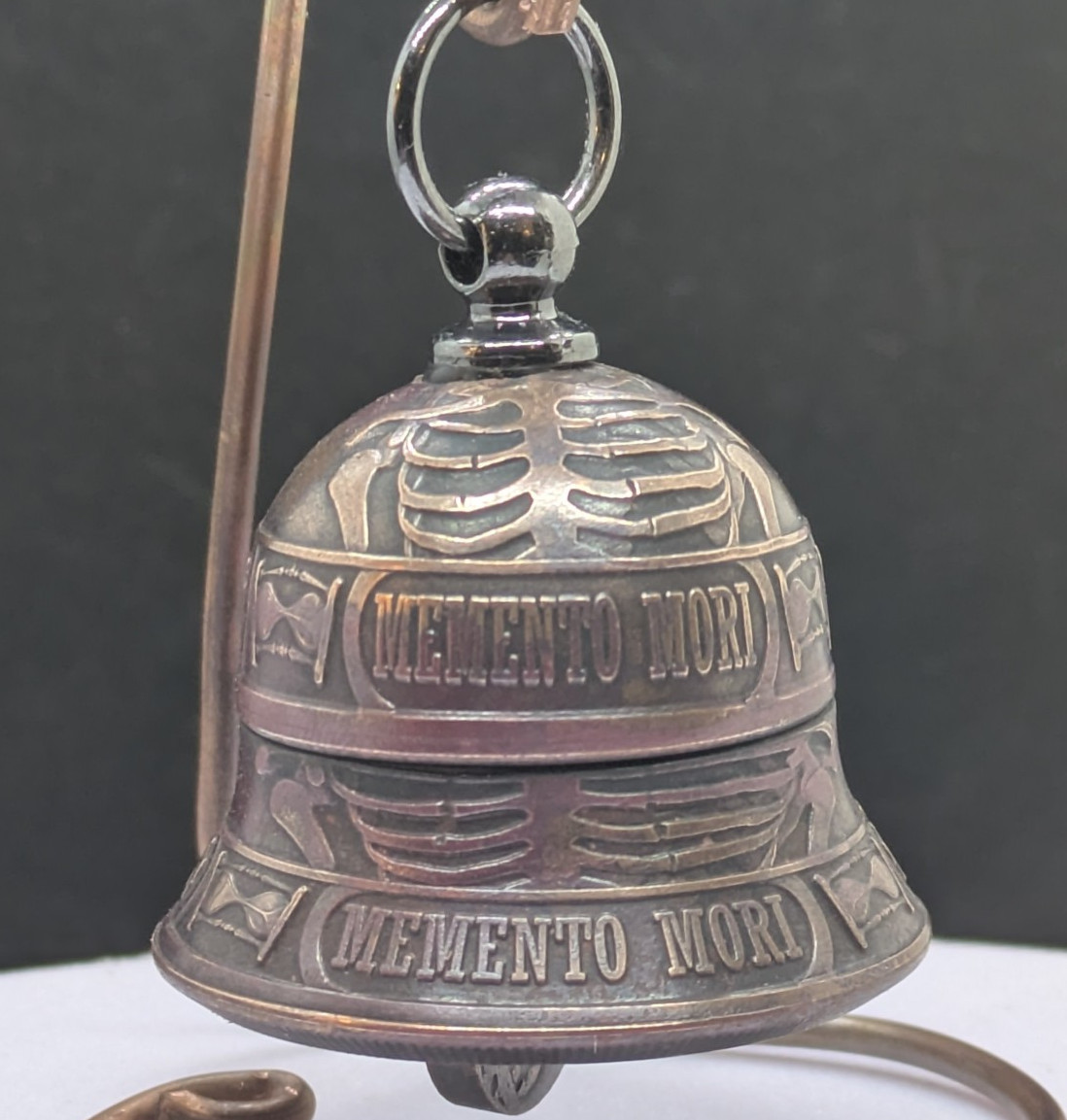 Handcrafted Memento Mori Copper Coin Bell – 2 oz .999 Fine Copper Guardian Bell
