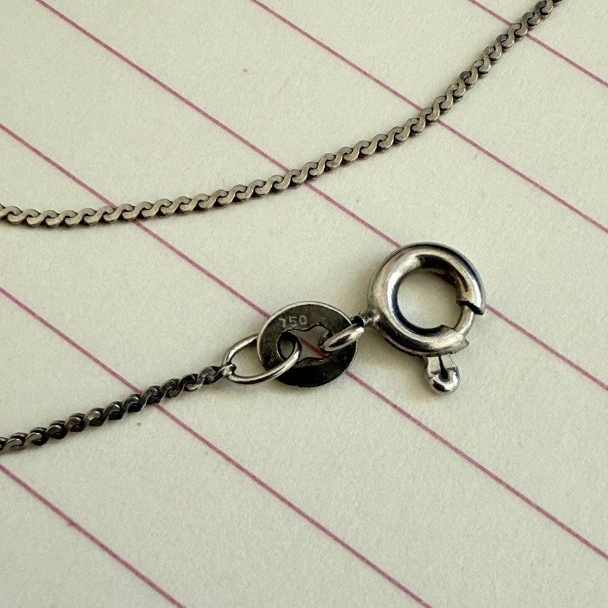 Solid 18k White Gold S Link Chain Necklace 14.7″ 1mm Excellent Condition