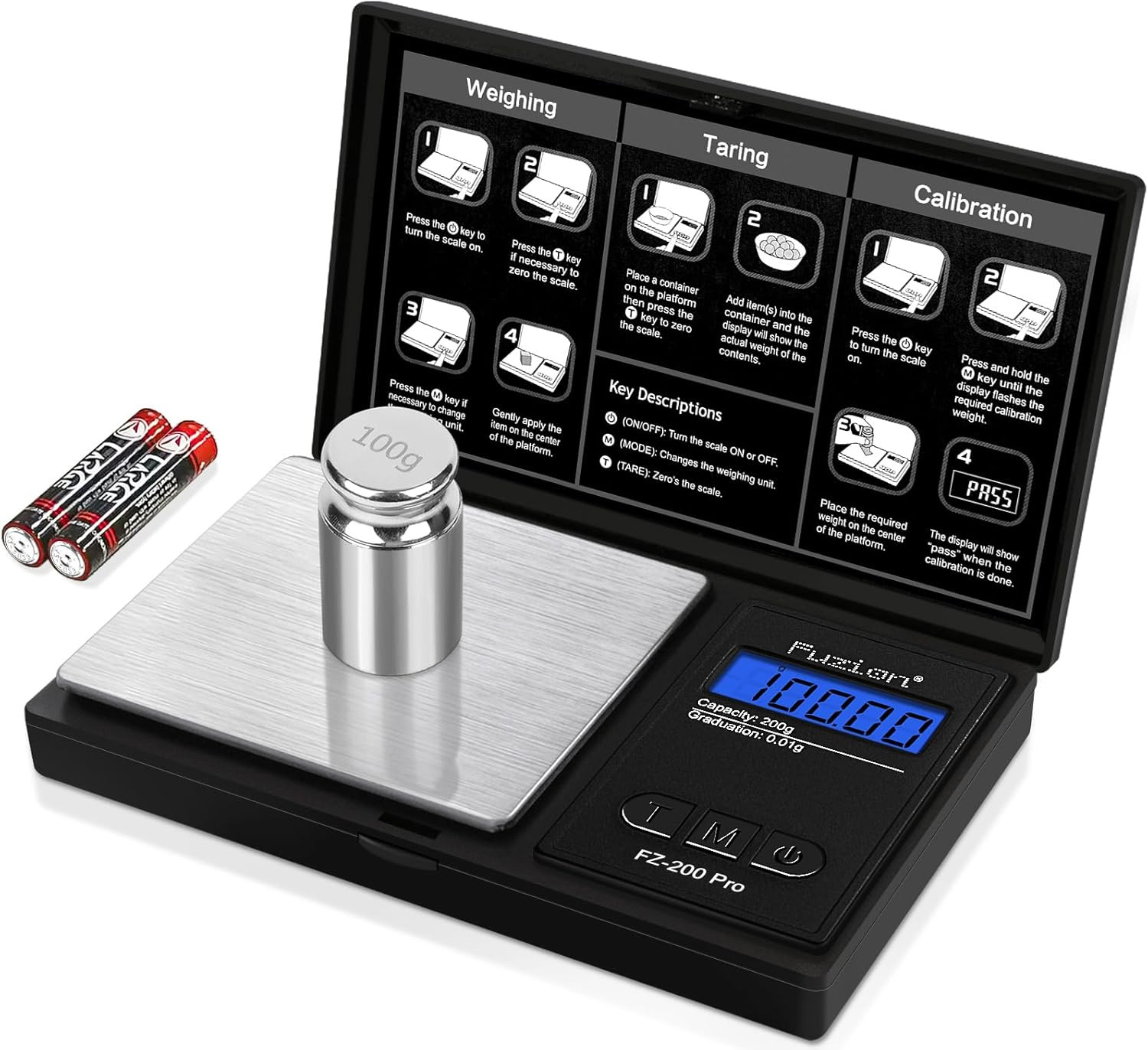 Fuzion Gram Scale, Pocket Scale .01 Gram Accuracy, 200G Small Digital Scale for