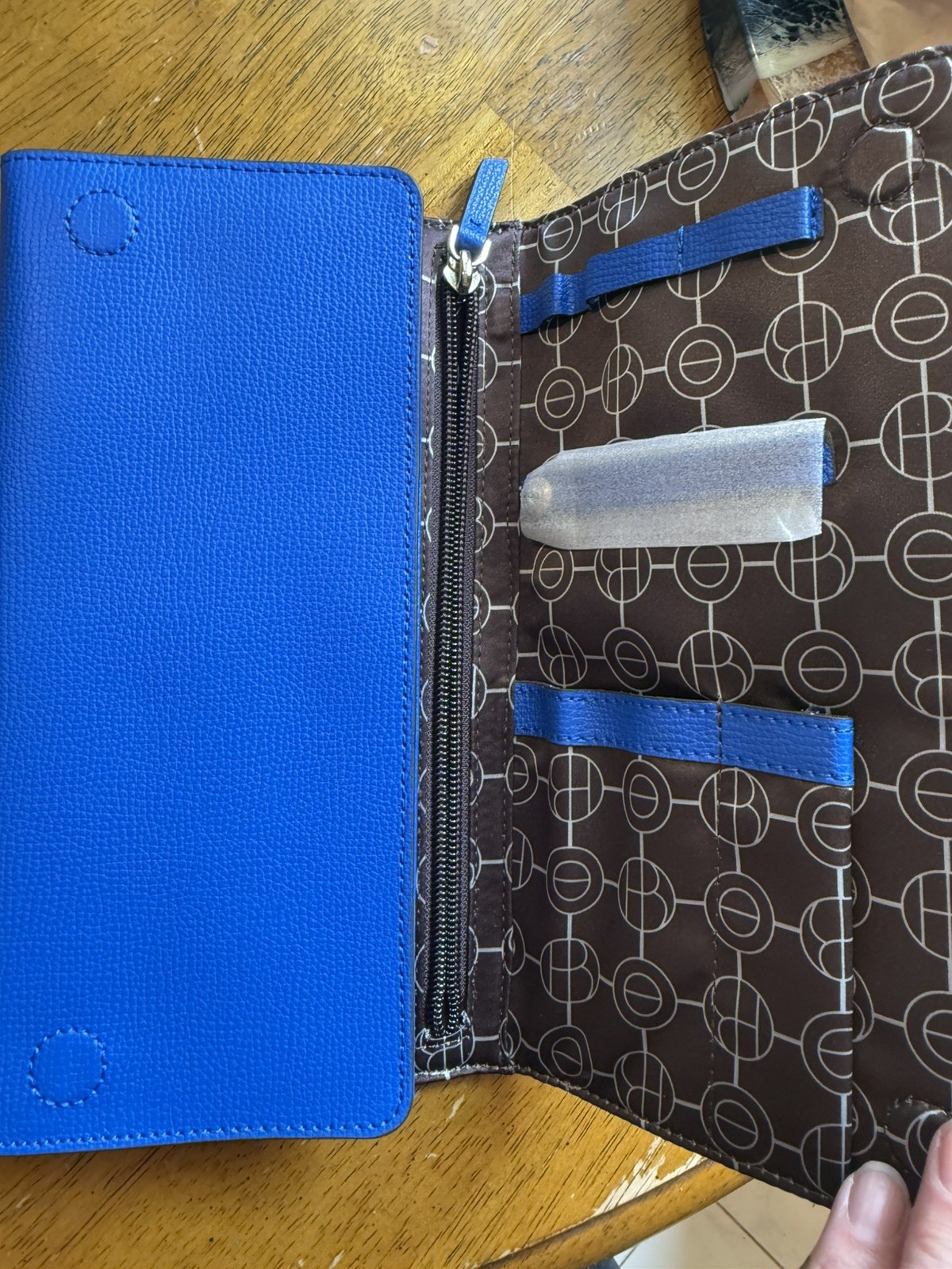 Henri Bendel Blue Travel Jewelry Organizer Case Roll Zip Storage New NWOT