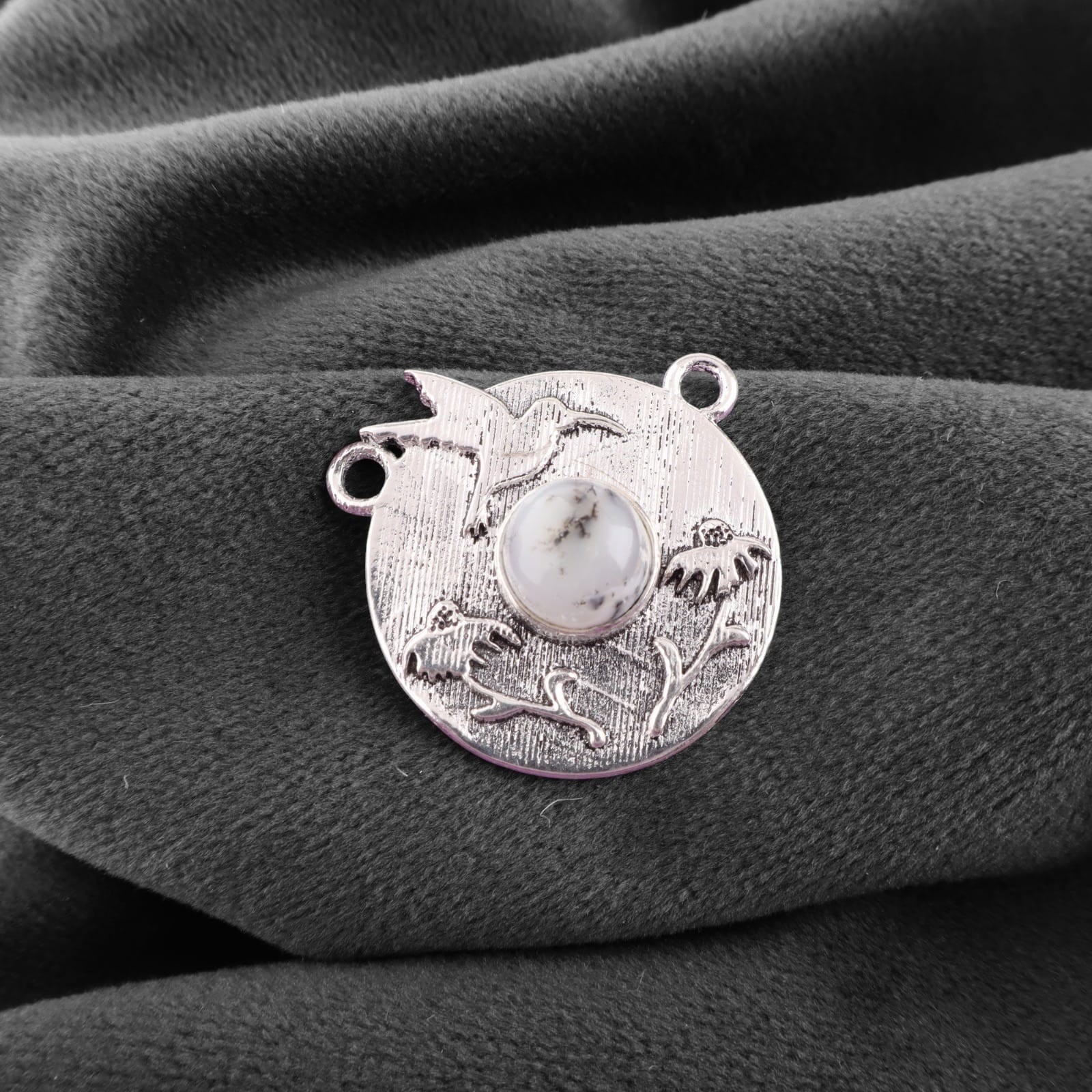 Women’s 925 Sterling Silver Natural Dendritic Opal Pendant