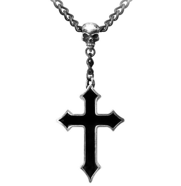 Alchemy Gothic Osbourne’s Black Aiguise Cross Pendant Skull Ozzy Necklace P618