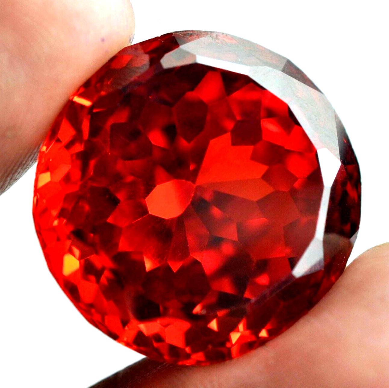 AAA+ 86.80 Ct. Natural Huge Red Zircon Round Cut Loose Gemstone @Gift Women/Her