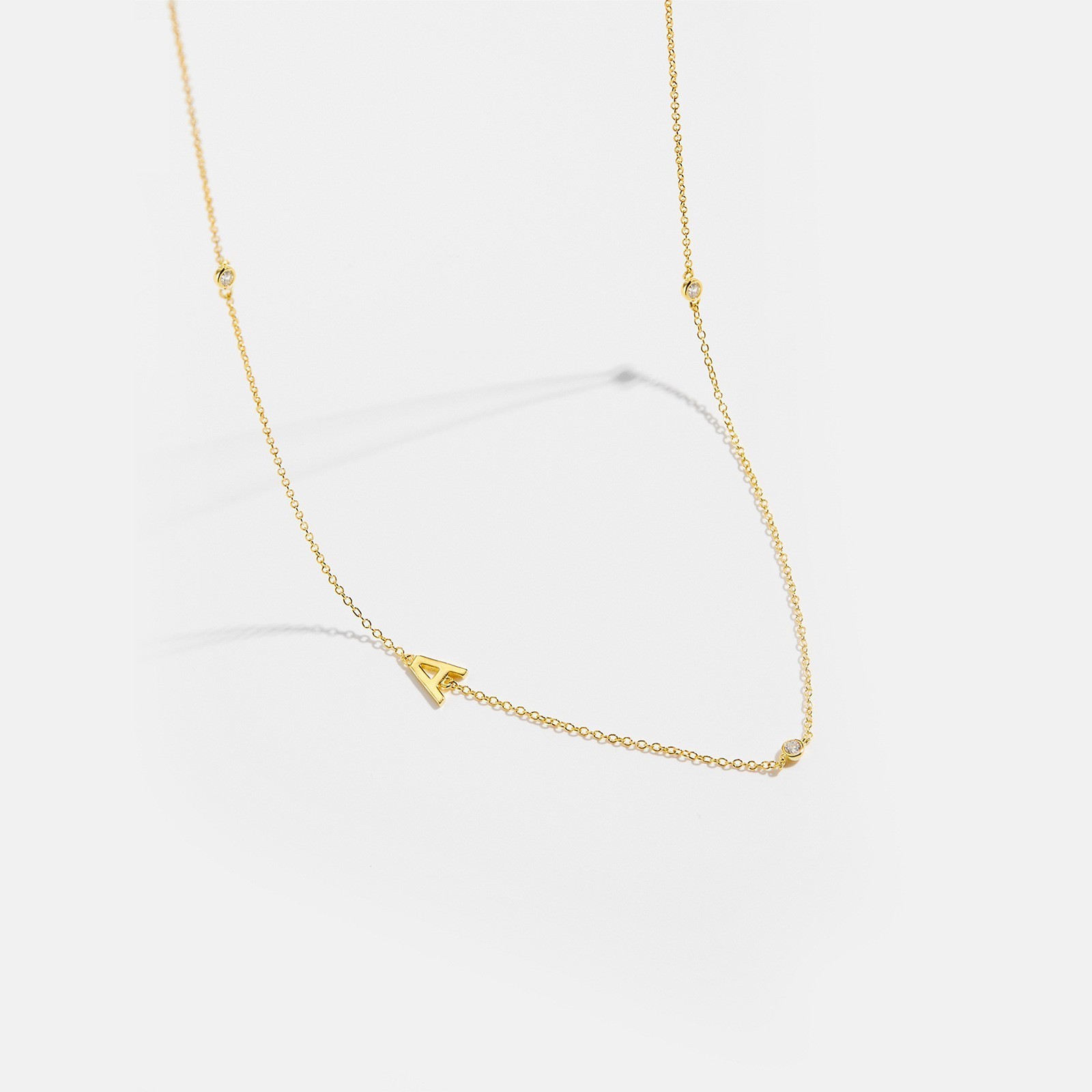 Gold Plated 925 Sterling Silver Bubble Letter Initial Necklace A-Z for Women