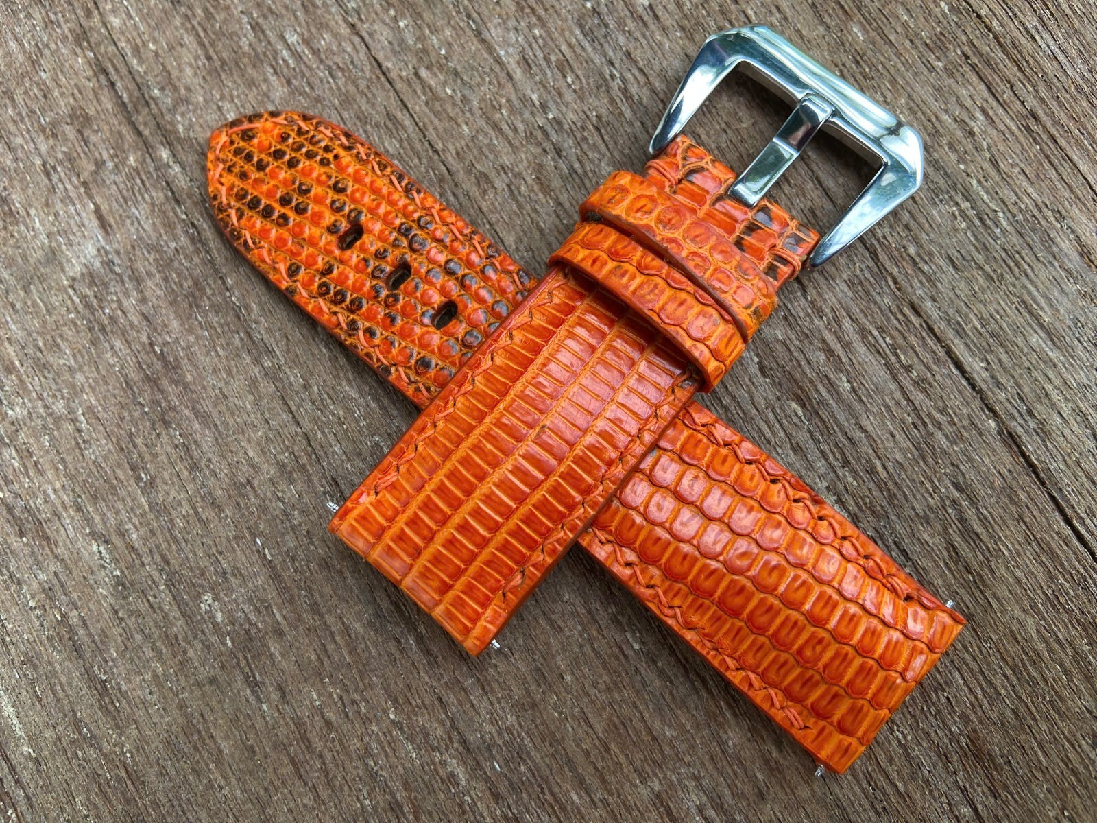 Orange Lizard Leather Watch Strap Band, Size 16mm 18mm 20mm 21mm 22mm 24mm 26mm