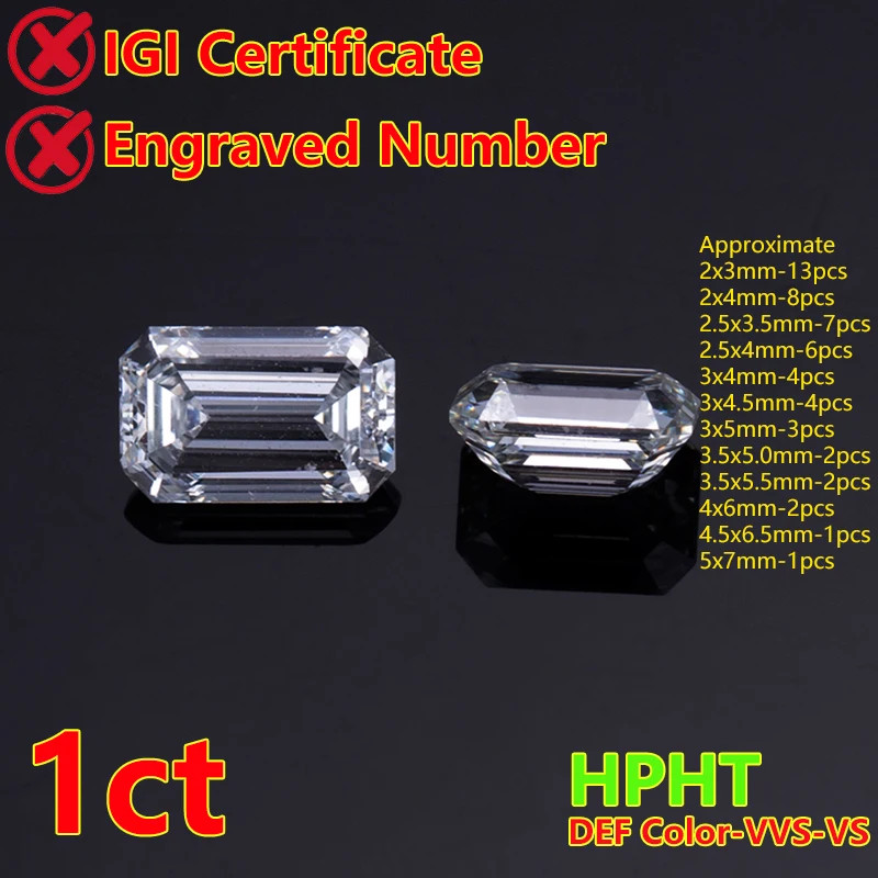 [CVD/HPHT Radiant Emerald] Wholesale 0.08-1ct Loose Lab Diamond Melee DEF VVS-VS