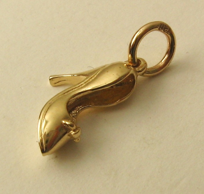 SOLID 9K 9ct Yellow Gold 3D HIGH HEEL stiletto Shoe Cinderella Charm Pendant