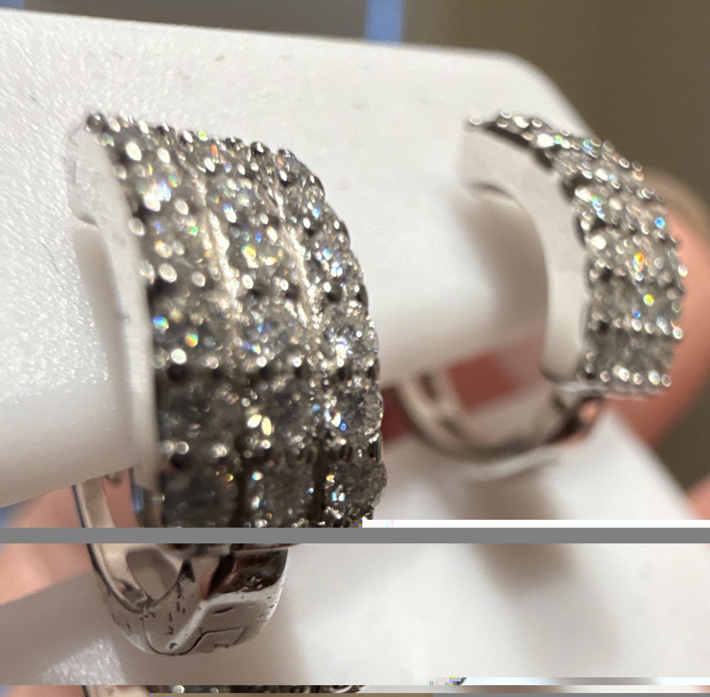 Tarnish Free Silver Pavé White Moissanite Diamond Hinged Huggie Hoop Earrings