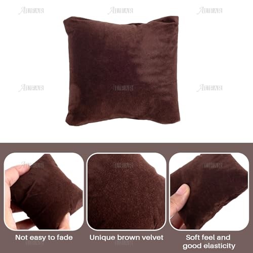 Velvet Watch Pillows Small Jewelry Displays Pillow Bracelet 10 Pack Brown