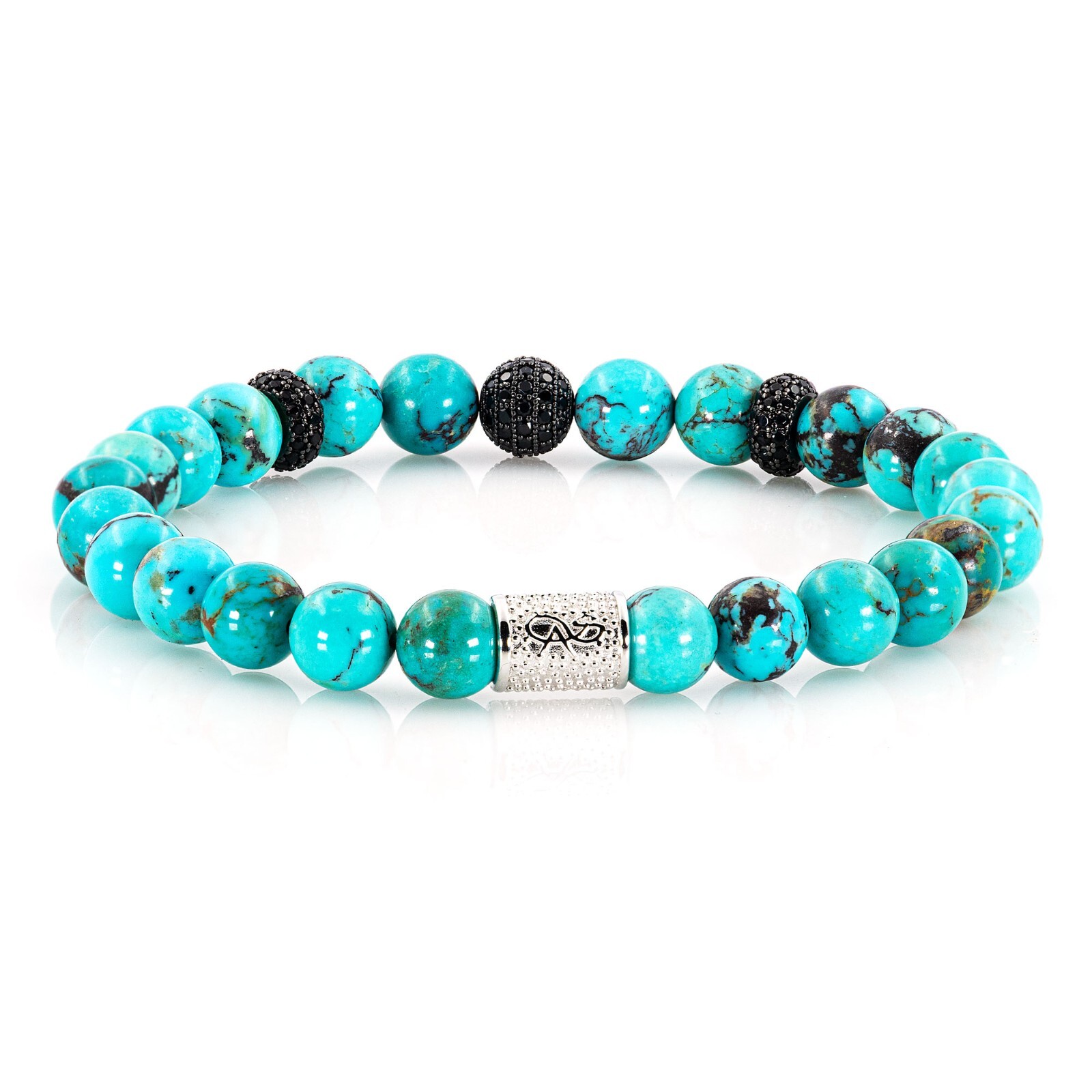 Turquoise 925 Sterling Silver Bracelet Bracelet Beaded Bracelet Genuine USA Zircon