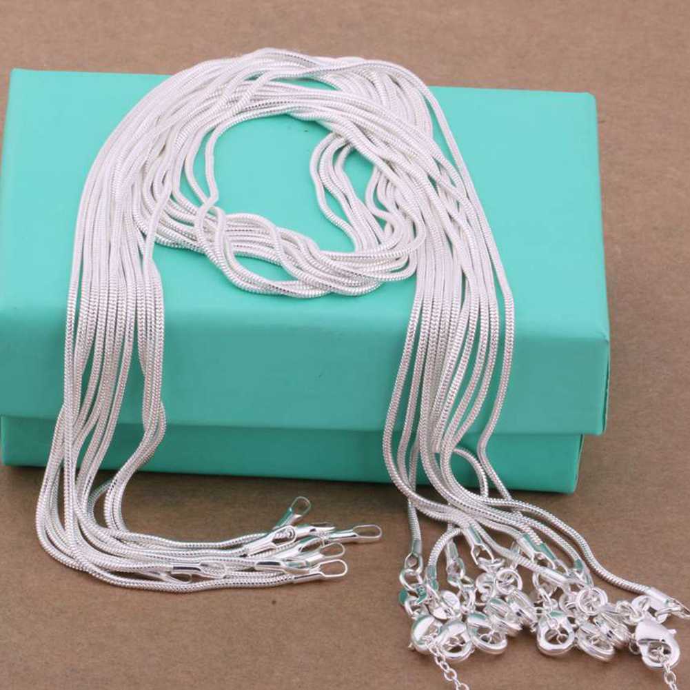 10PCS Wholesale 925 Sterling Solid Silver 1MM Snake Chain Necklace XXDC08