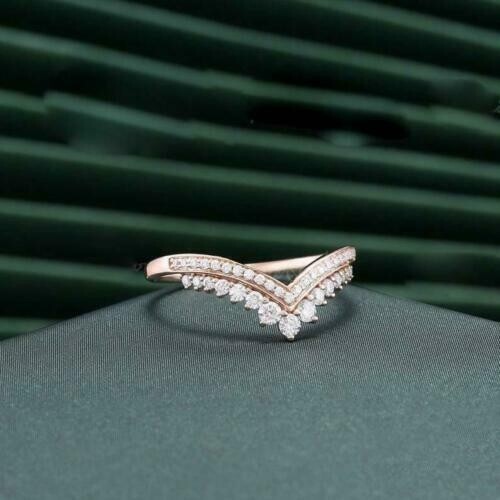 1.12Ct Round Lab Created Diamond Women’s Band Ring 14K Yellow Gold Plated Silver