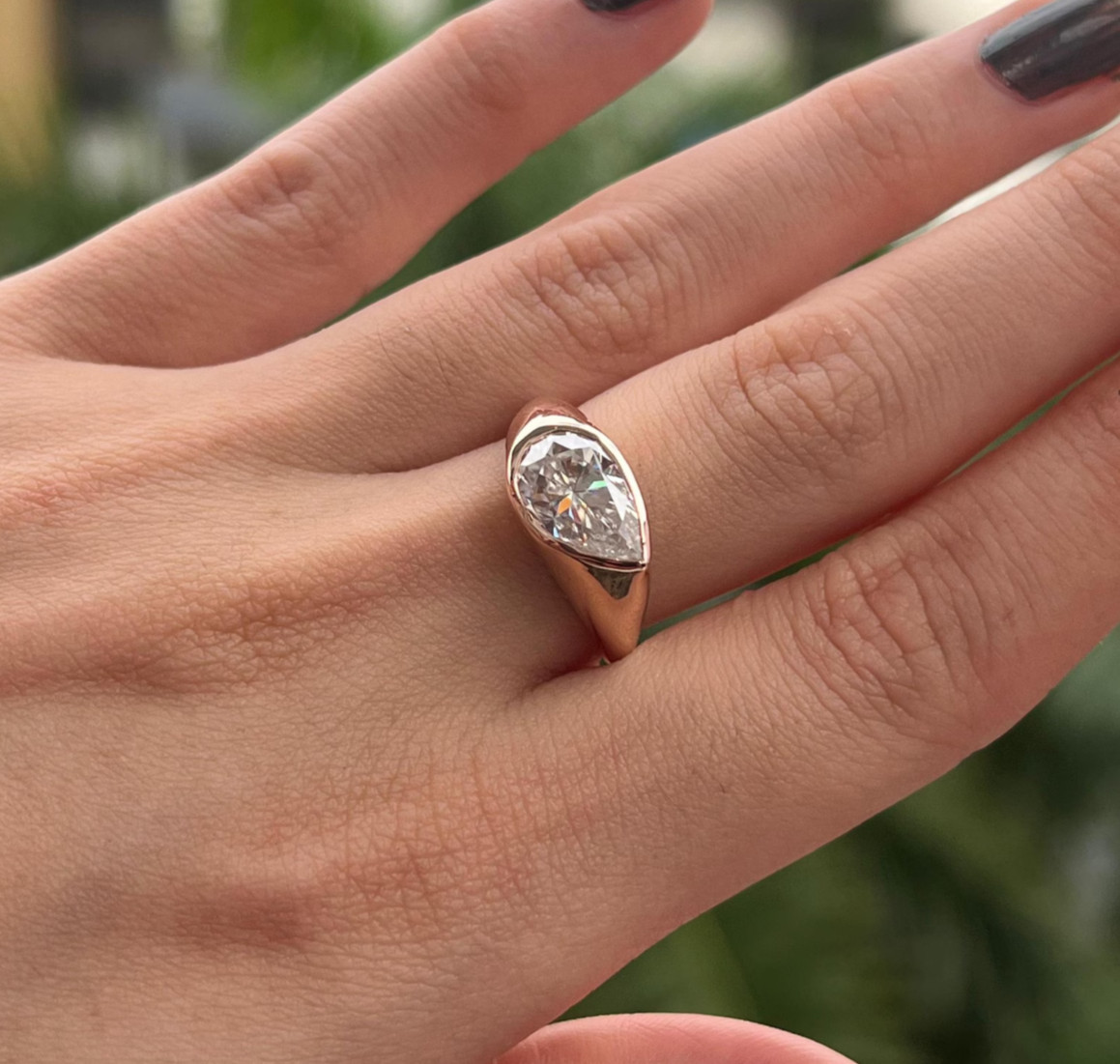 Lab Grown Diamond Engagement Ring Pear Cut 9k Solid Gold Rings gifts for her