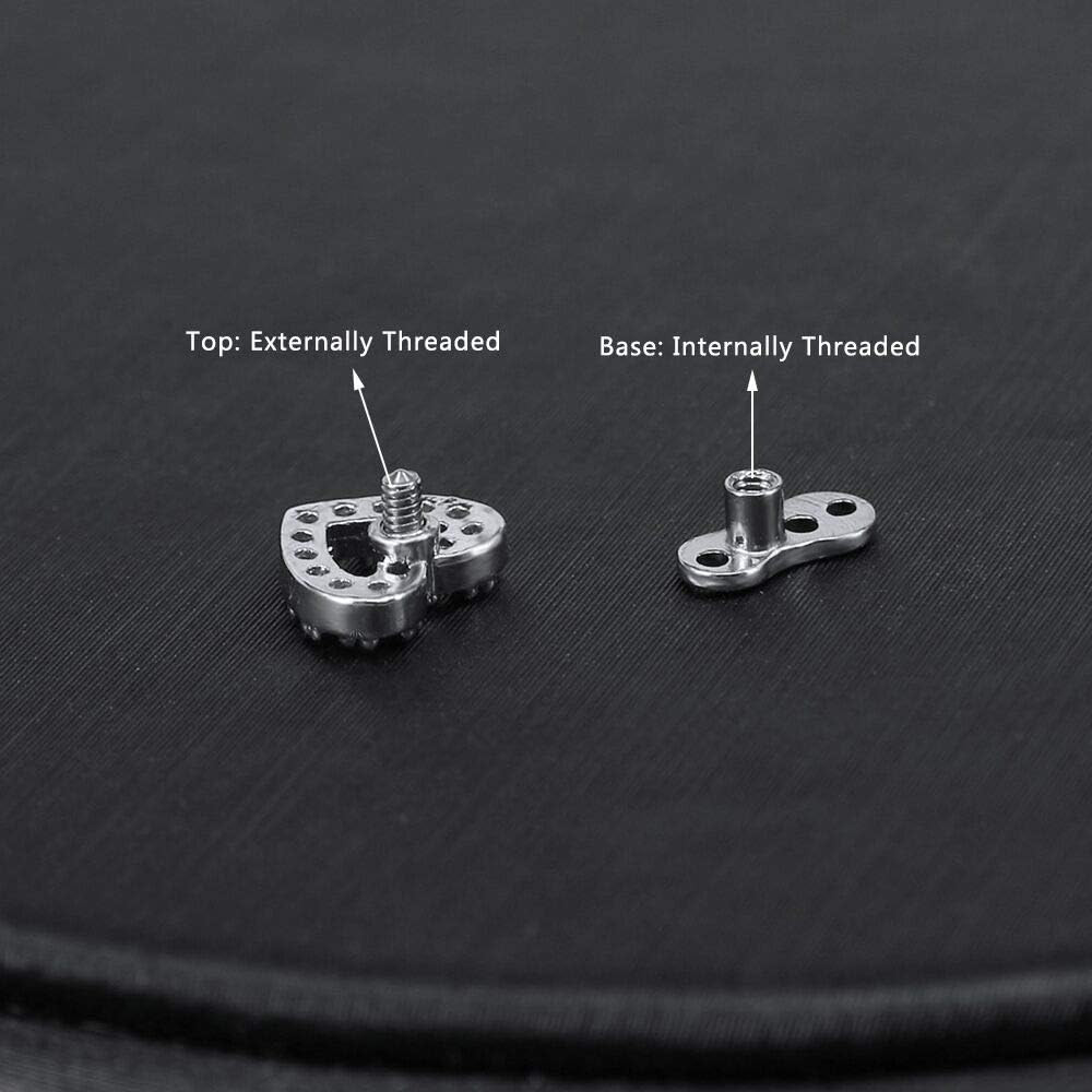 14G Cubic Zirconia Dermal Anchor Tops and Base Surgical Steel Microdermals Body
