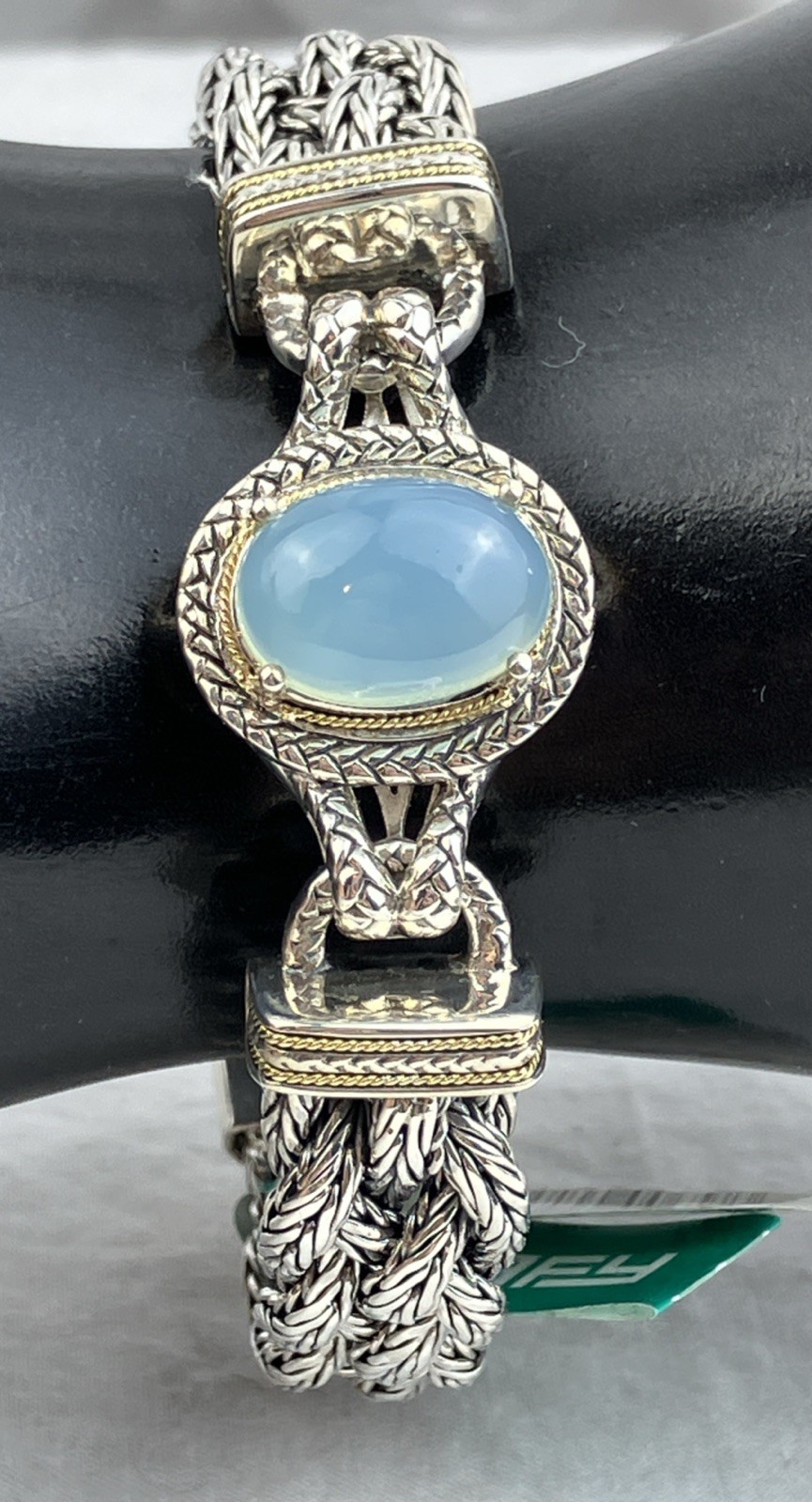 $1.6 K NWT NOS Effy Sterling 18k Braid Bracelet Thick 50 G Cabochon Southwest