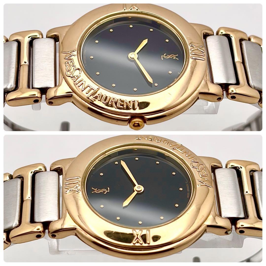 Yves Saint Laurent Boys Quartz Watch Black Dial Gold Combination Japan 0713150