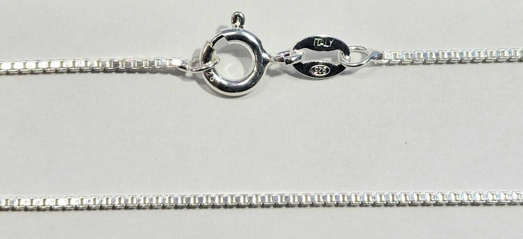 Box Chain 24 inch Long 925 Sterling Silver 1mm Thick made in Italy