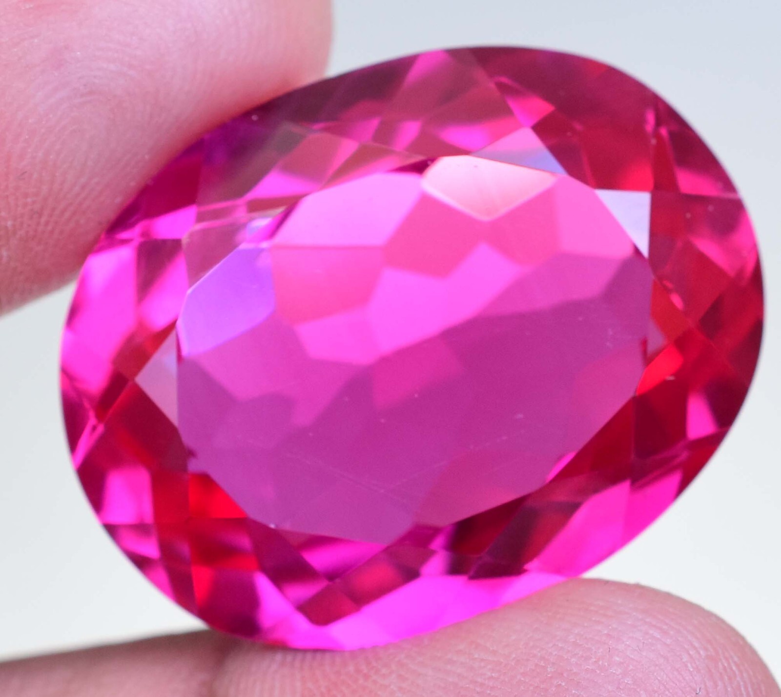 80.85 Ct Natural Flawless Mogok Pink-Red Ruby Certified Oval Cut Loose Gemstone