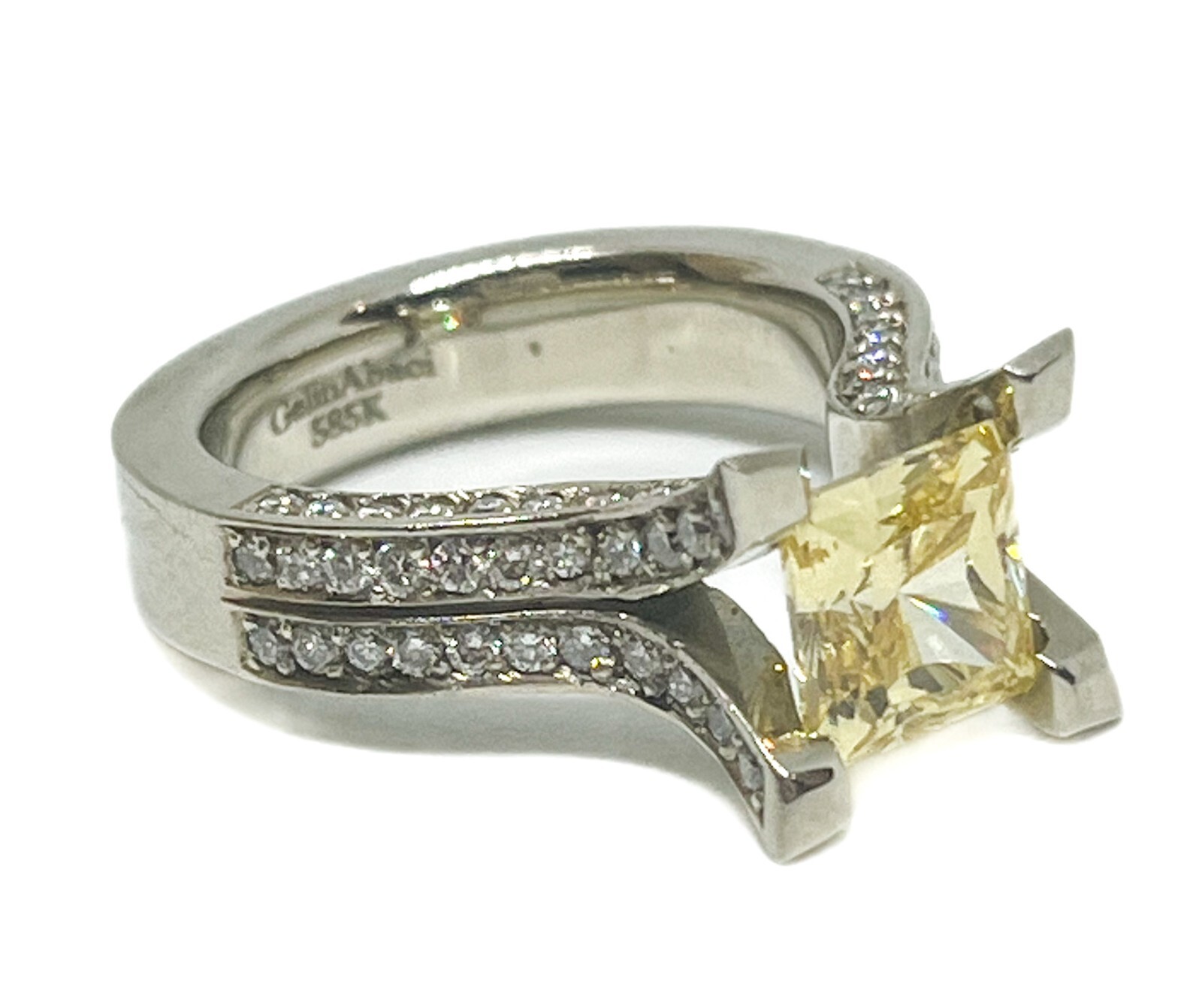Gelin Abaci 14K Yellow CZ Center Diamond Semi Mount Engagement Ring